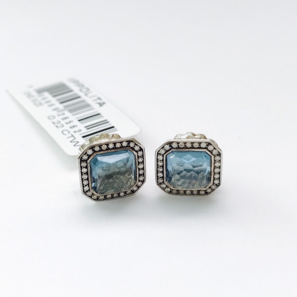 IPPOLITA Sterling Silver Blue Topaz & Diamond 0.22TCW Stella Stud Earrin…